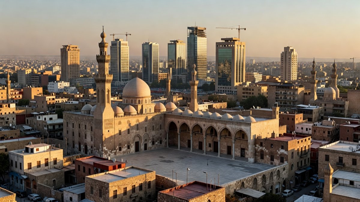 Damascus cityscape with Umayyad Mosque