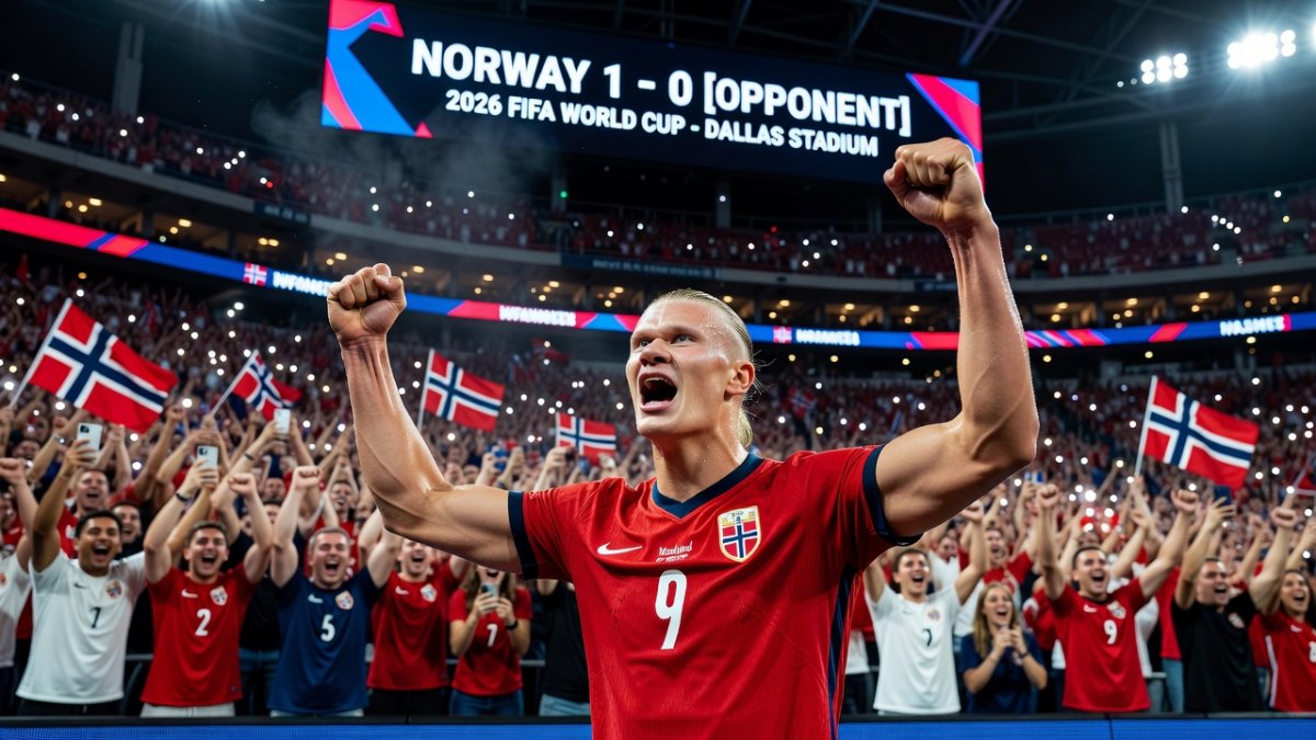 Erling Haaland celebrates his late winner for Norway against Ivory Coast at the FIFA World Cup 2026