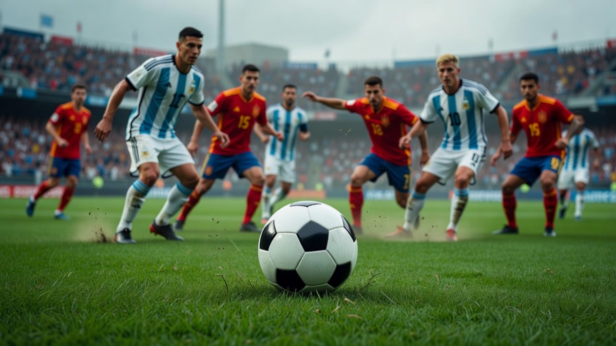 Match action from the World Cup 2026 final between Spain and Argentina