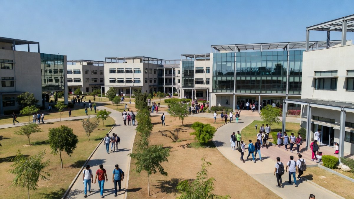 Indian university students on campus