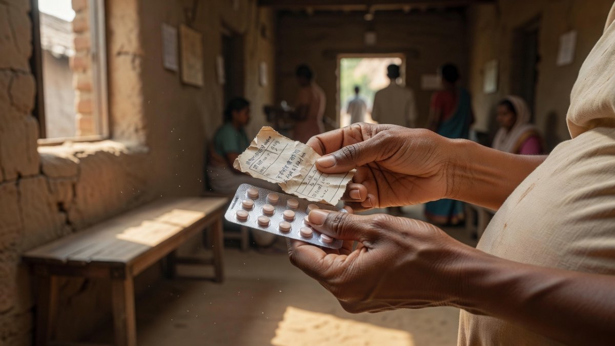 Iron-folic acid supplements and antenatal care records at a rural Rajasthan health clinic, where over 50% of pregnant women are anaemic