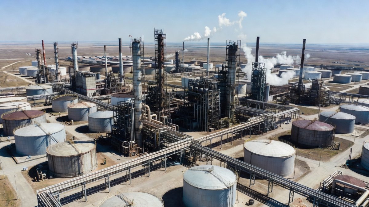 Aerial view of a Russian oil refinery