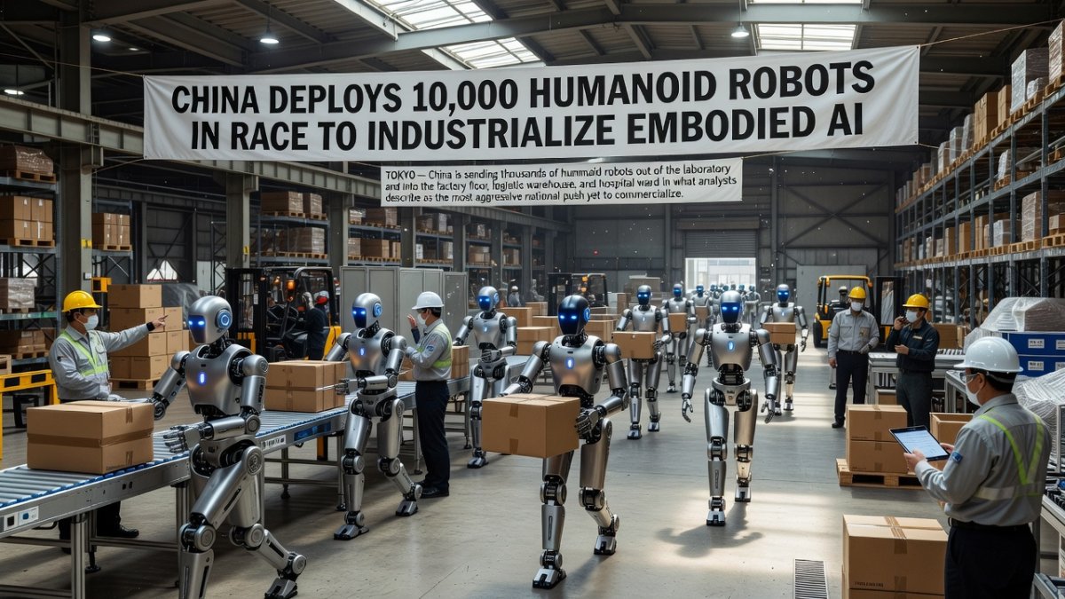 China Deploys 10,000 Humanoid Robots in Race to Industrialize Embodied AI