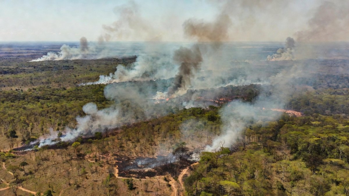 Wildfire smoke over Amazon and Pantanal under El Niño drought conditions