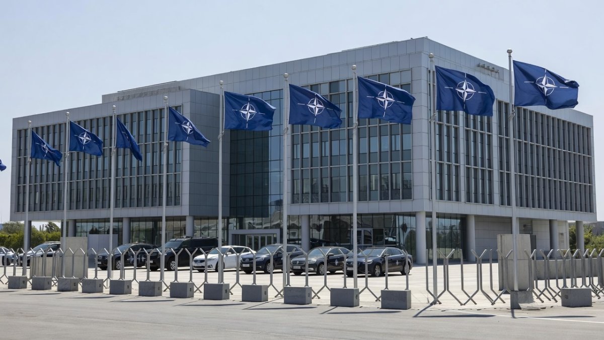 NATO summit in Ankara, Turkey with alliance flags and diplomatic security