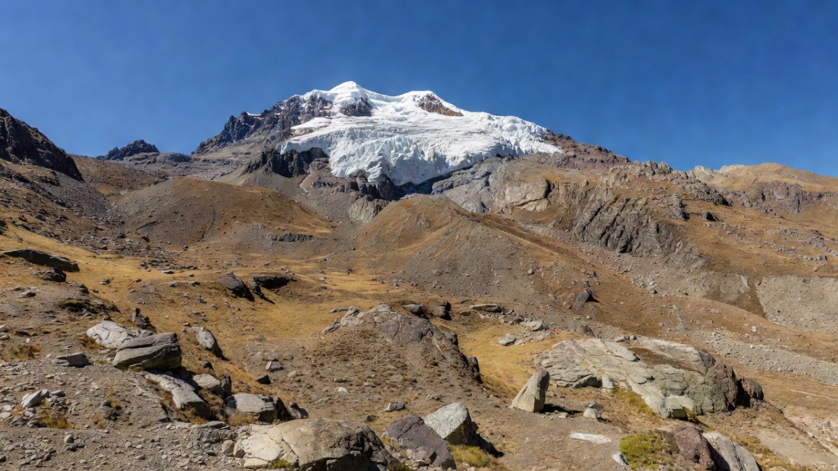 A rapidly retreating glacier in the Tropical Andes, symbolizing accelerating ice loss