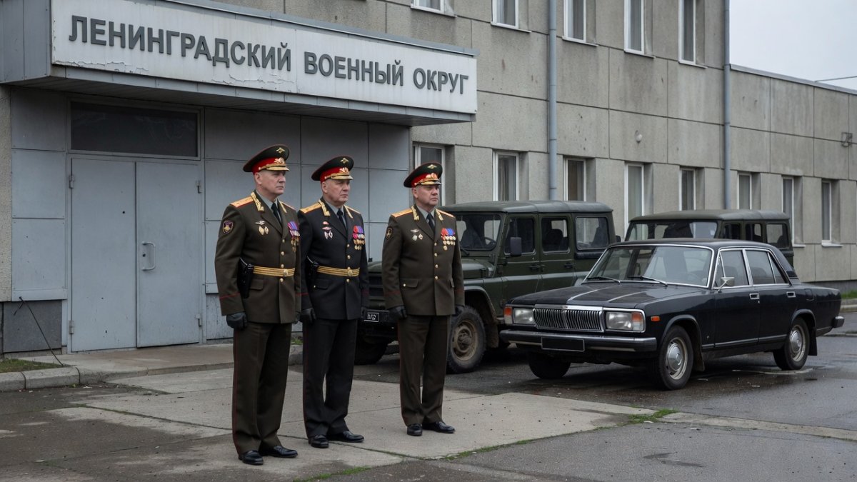 Russian military officers and private security in Leningrad Military District