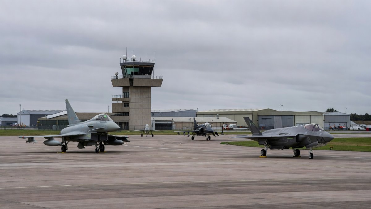 RAF aircraft at a UK airbase preparing for Middle East operations
