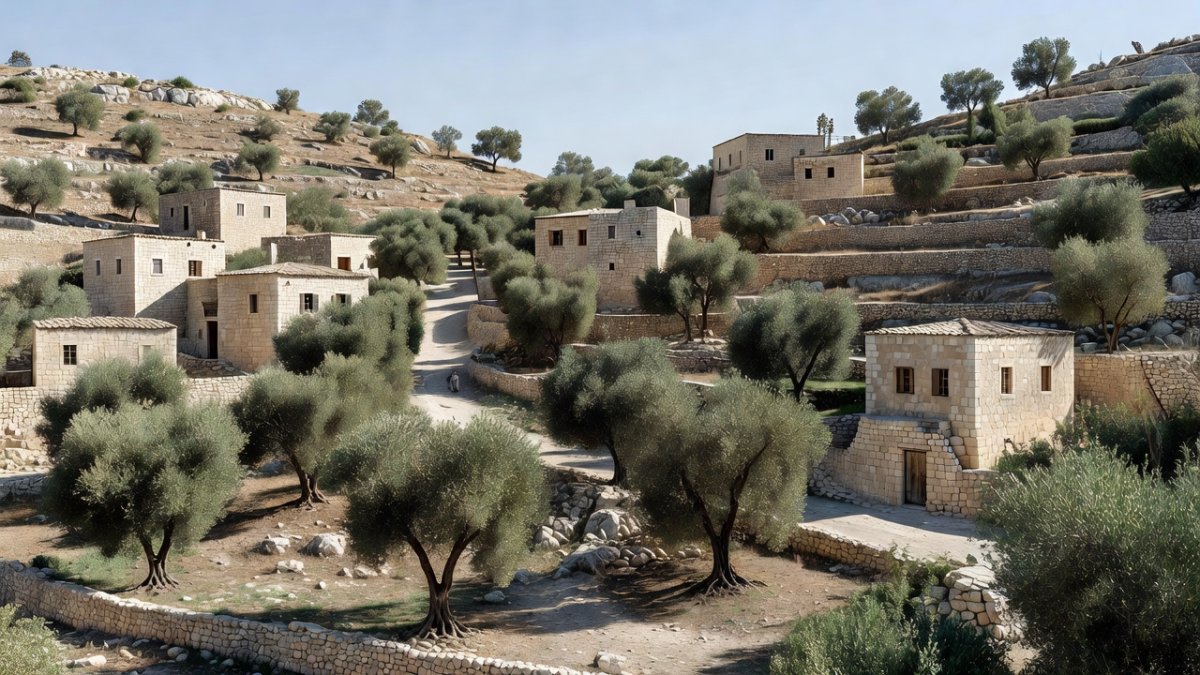 Terraced hillsides and ancient olive trees in a Palestinian West Bank village