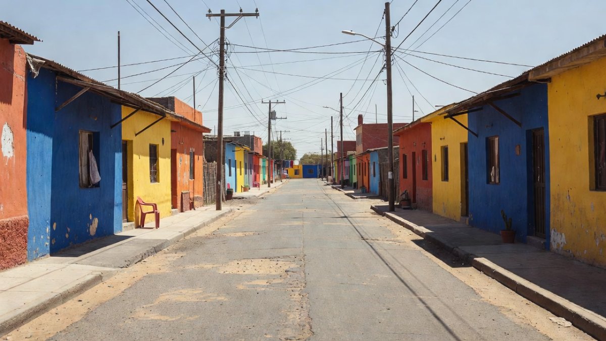 Residential street in a Mexican neighborhood served by CFE power grid