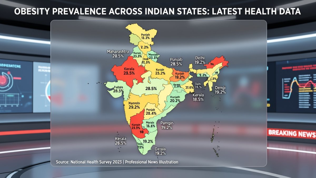 Map highlighting obesity prevalence across Indian states