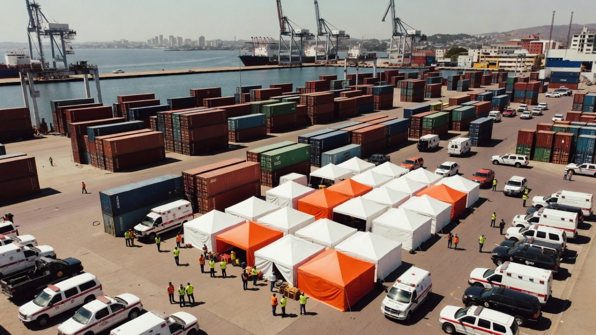 Emergency operations at Los Silos port facility in La Guaira