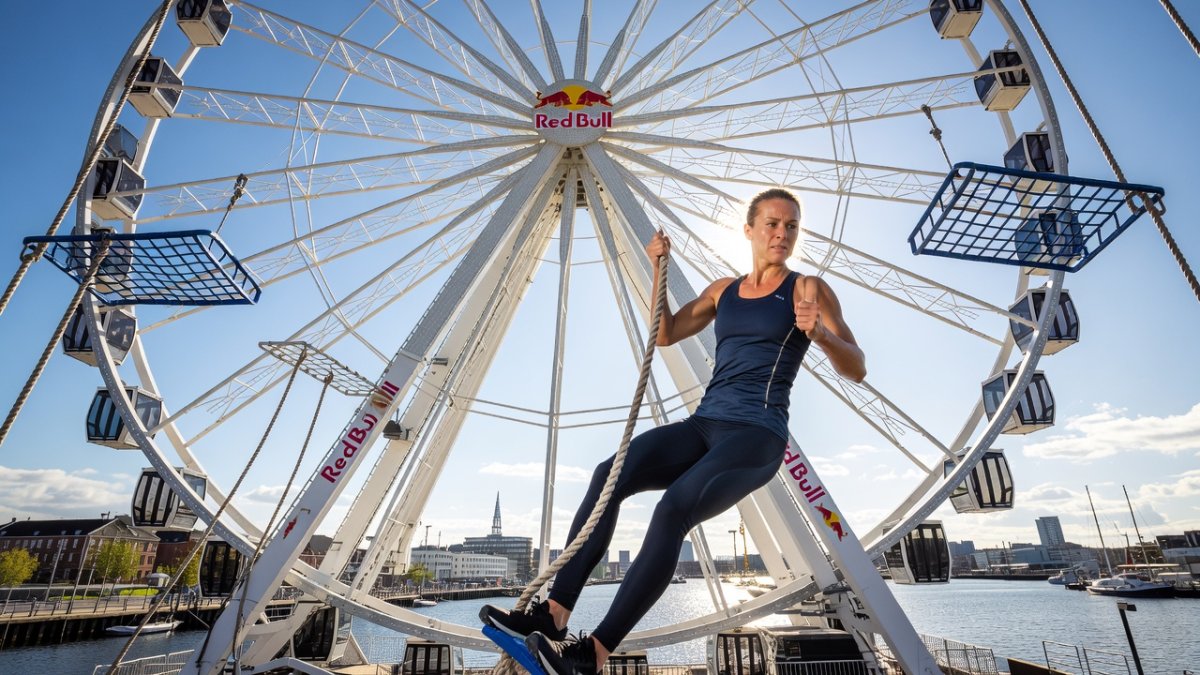 Ida Steensgaard Conquers World-First Obstacle Course Inside Rotating 30-Metre Ferris Wheel