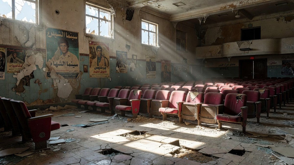An abandoned movie theatre in Tripoli, Libya, showing the decay of the country's once-thriving cinema culture