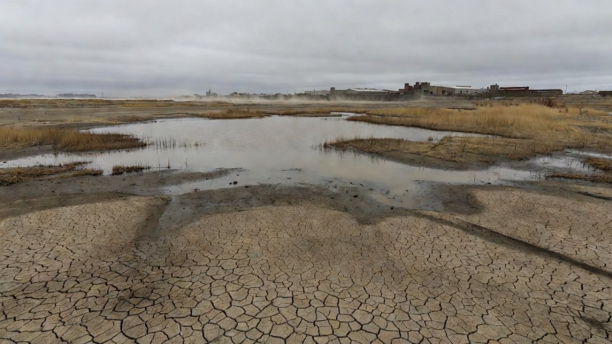 Quilicura protected wetland showing drought impacts near data center facilities