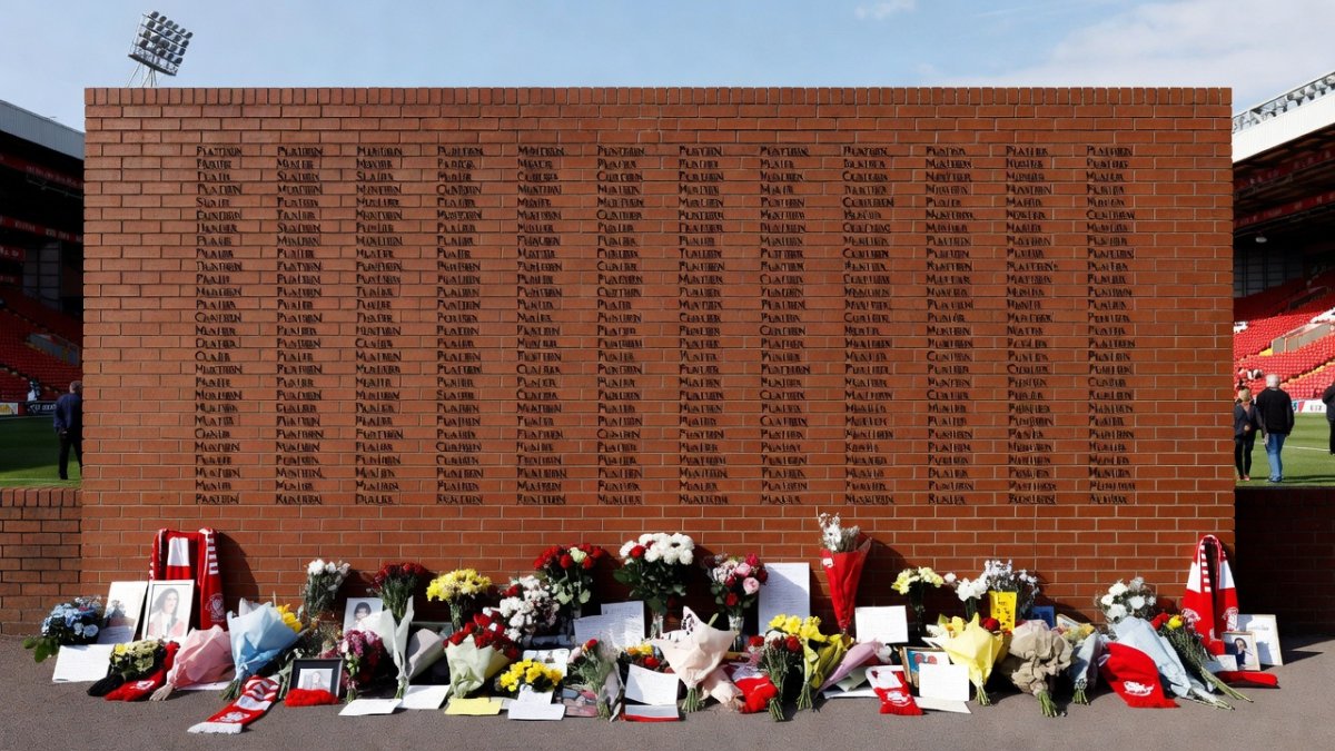 Hillsborough memorial at Anfield stadium, Liverpool