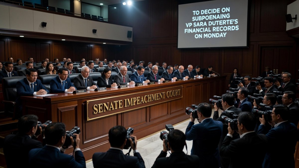 Philippine Senate impeachment court in session during oral arguments on subpoenaing Vice President Sara Duterte financial records