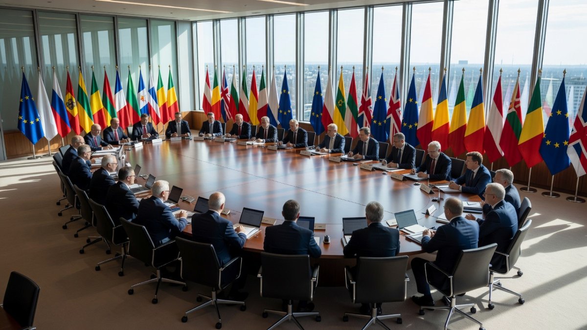 European Union council meeting in Brussels with diplomats