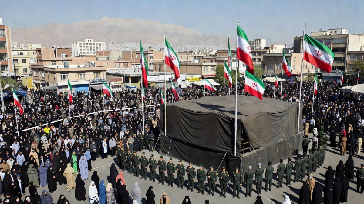 IRGC Quds Force commander Esmail Qaani and Iranian officials at funeral prayers