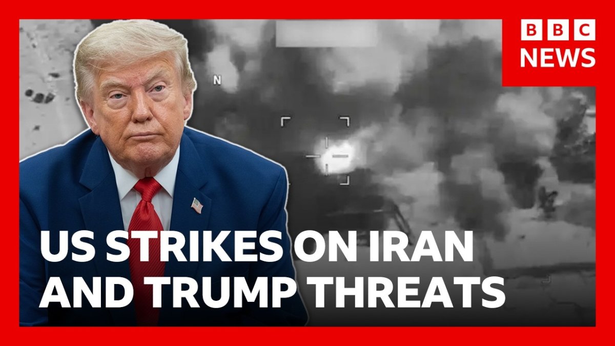 YouTube thumbnail — BBC News coverage of US-Iran strikes
