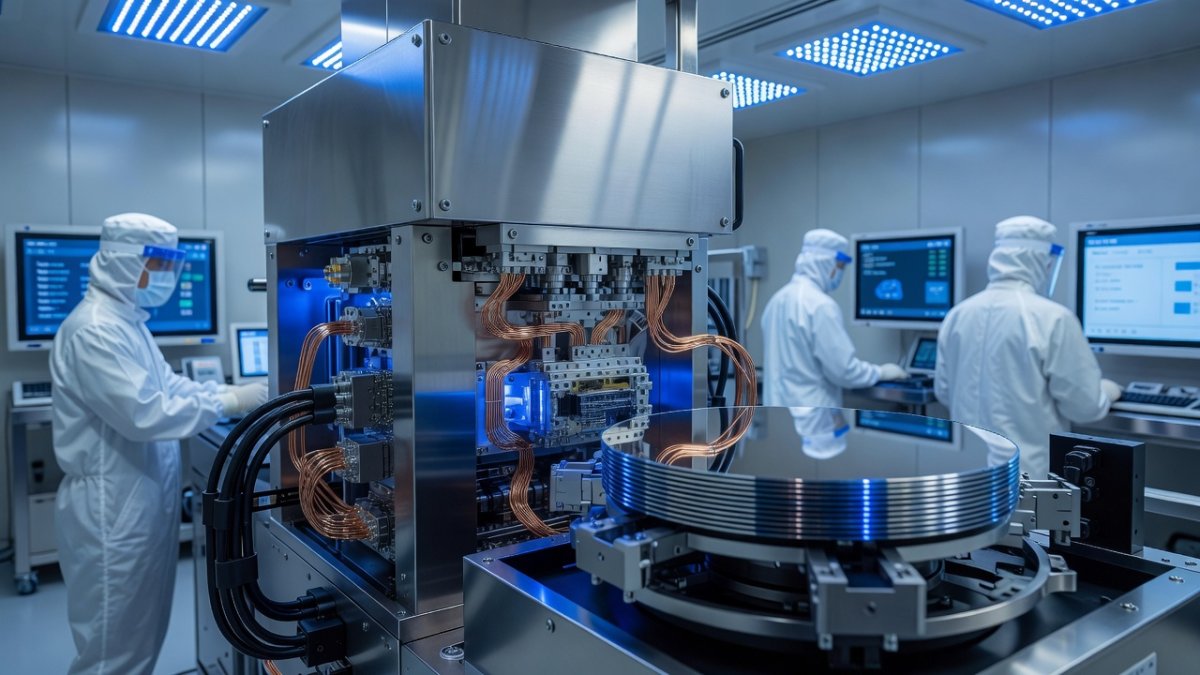 Semiconductor manufacturing equipment and silicon wafers in a clean room environment