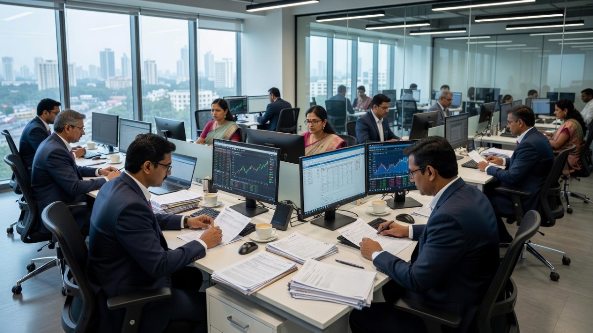 Chartered accountants working in a modern Indian office