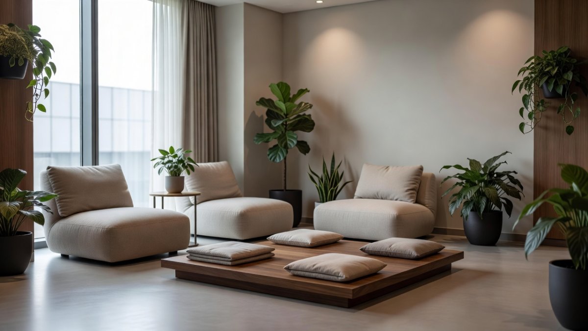 Corporate wellness and mental health support program in a modern Indian office