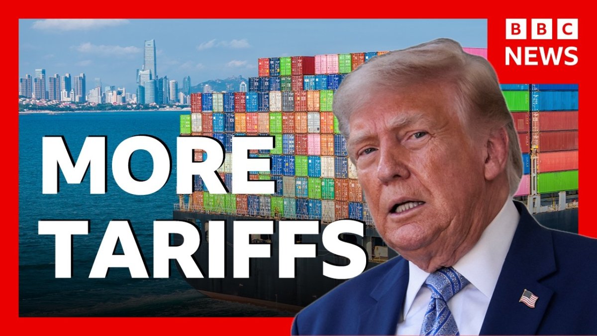 BBC News US tariffs thumbnail showing trade charts