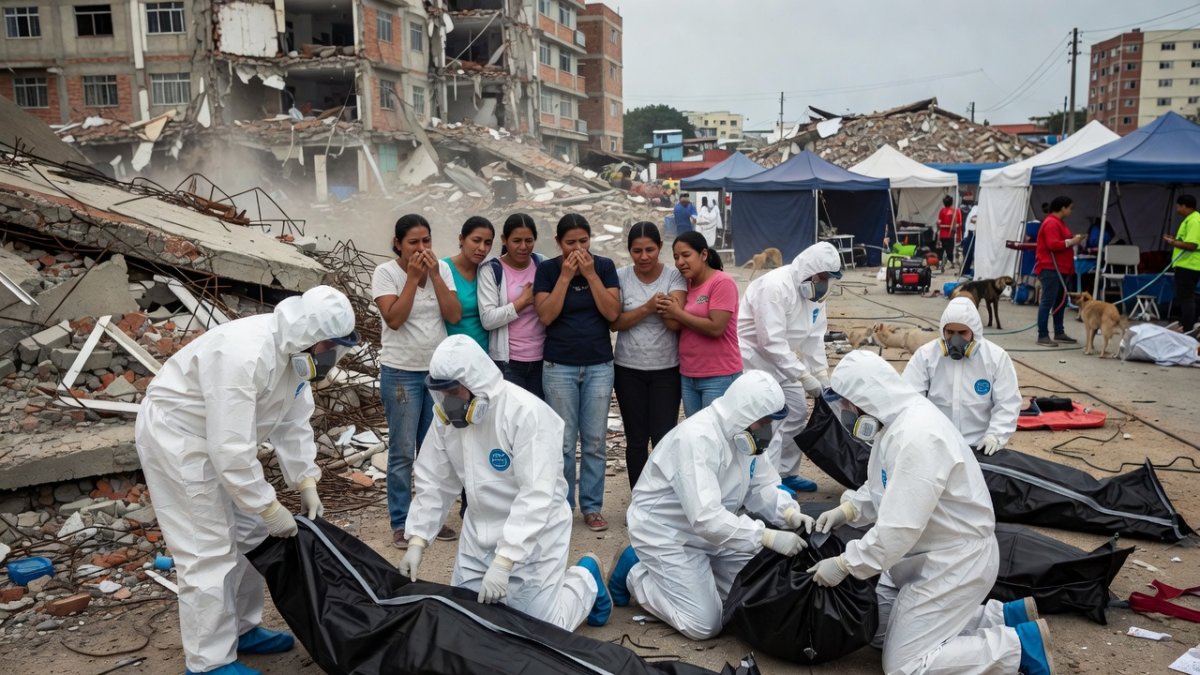 Forensic teams and families search for victims among collapsed buildings in Venezuela earthquake zone