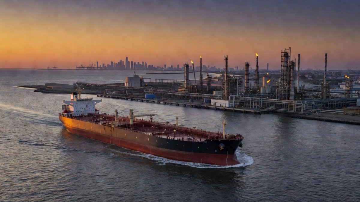Oil tanker in Gulf waters near the Strait of Hormuz