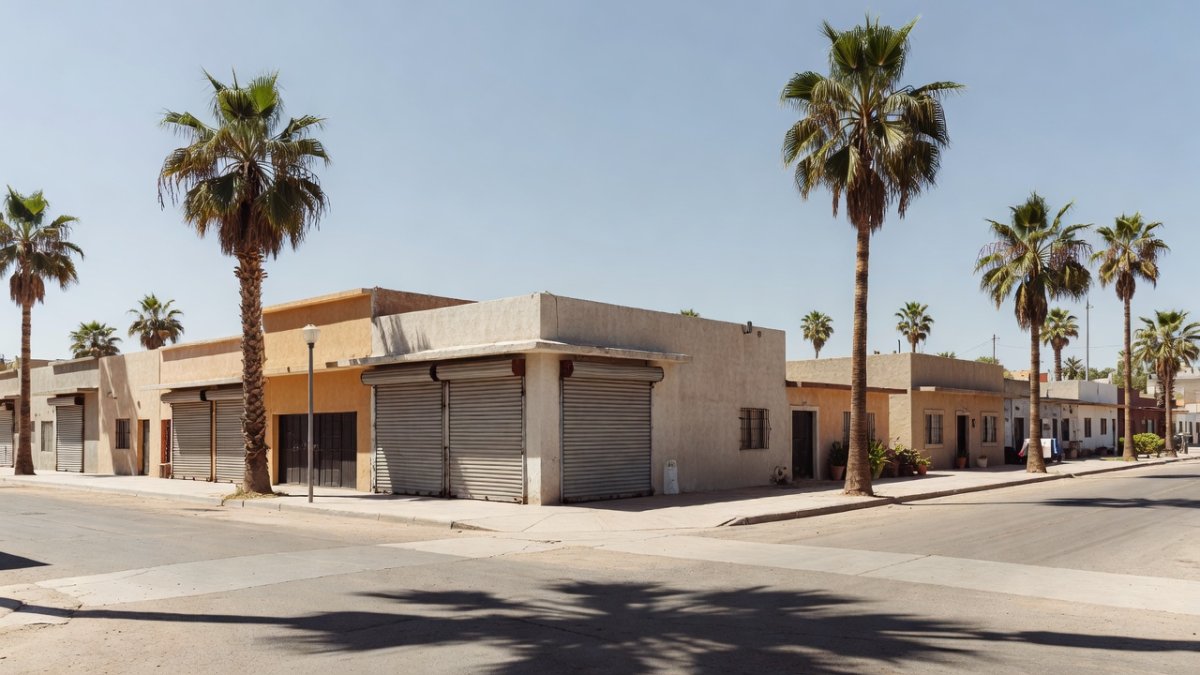 Street scene in Mexicali, Baja California, during the security alert