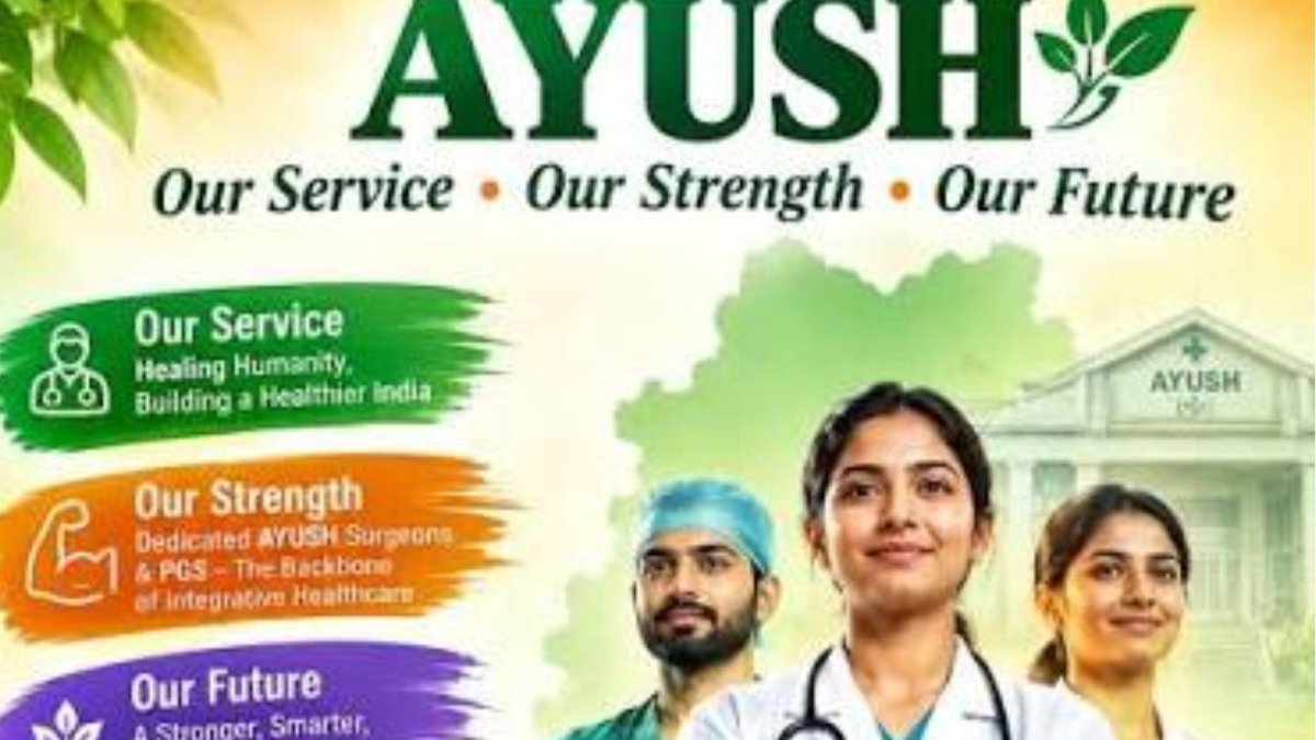 Postcard campaign rally in Warangal with AYUSH doctors mailing demands to Telangana Chief Minister