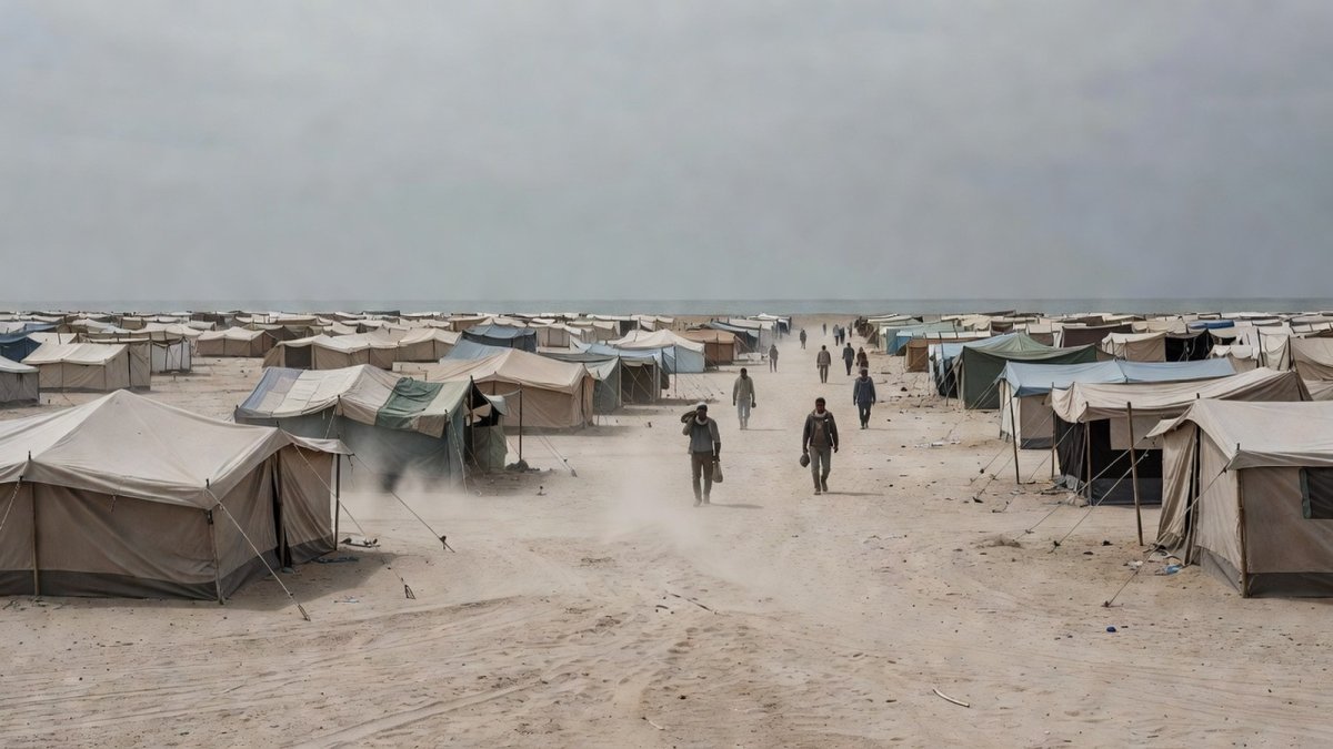 Tents in a displacement camp in Gaza where many cancer patients wait without treatment