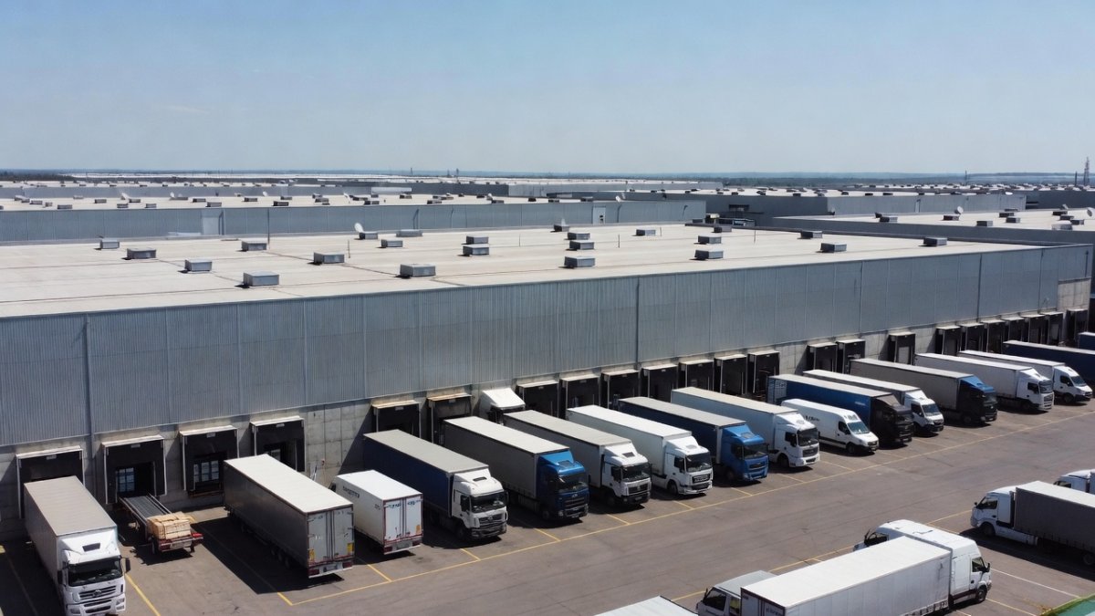 Wildberries logistics hub and delivery trucks in Russia