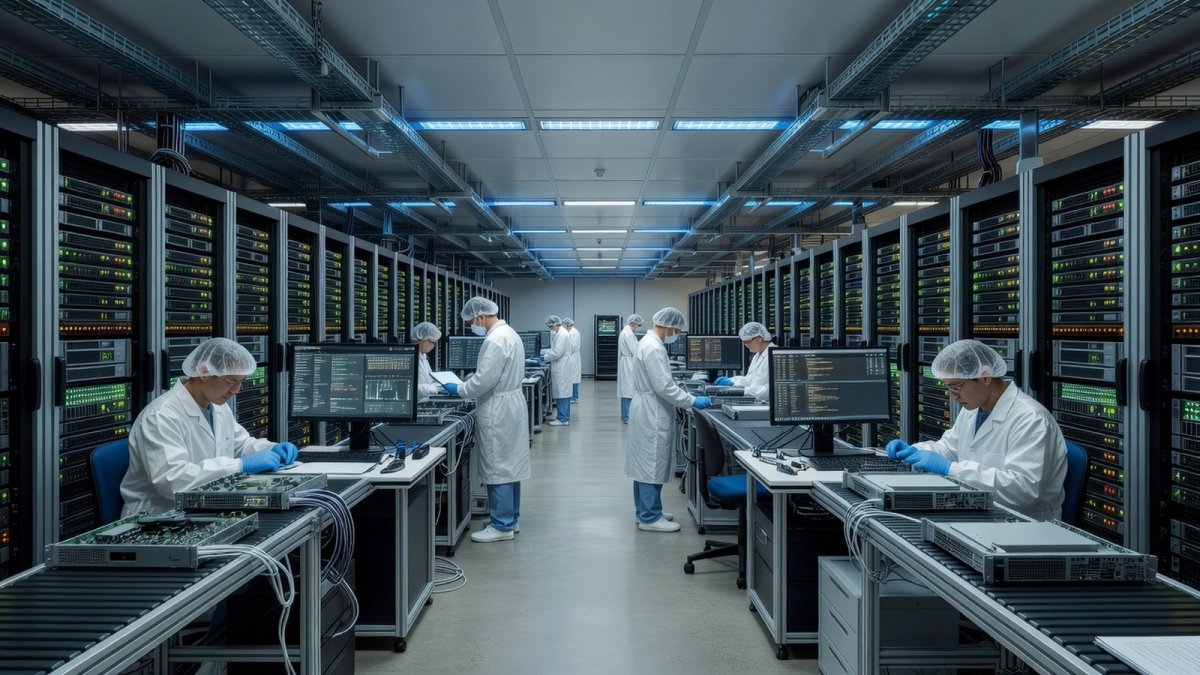 High-tech AI server assembly facility in Mexico