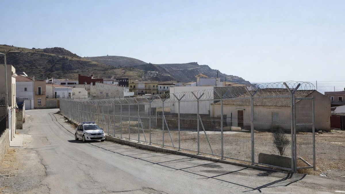 Spanish police and military patrol the border in Ceuta