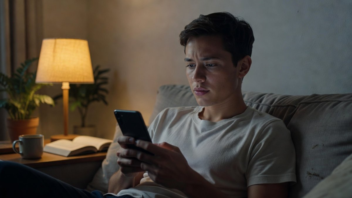 Person using a smartphone at home for local AI chat