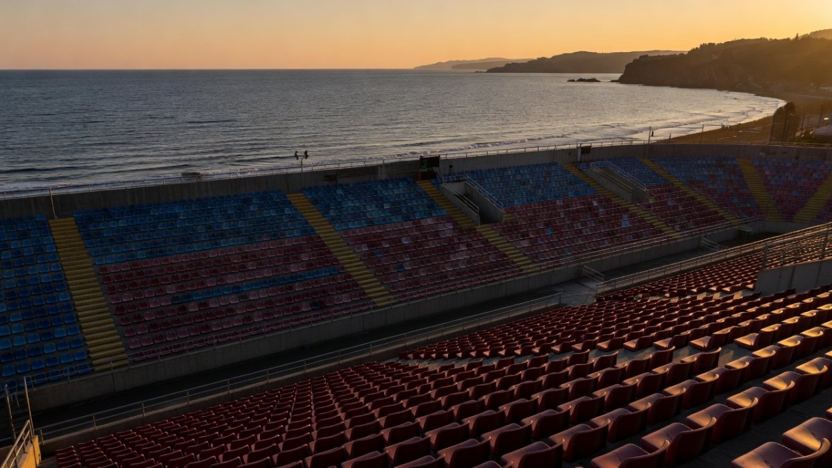 A football stadium overlooking the Black Sea, reflecting the atmosphere Trabzonspor hope to restore with Mohamed Salah's arrival
