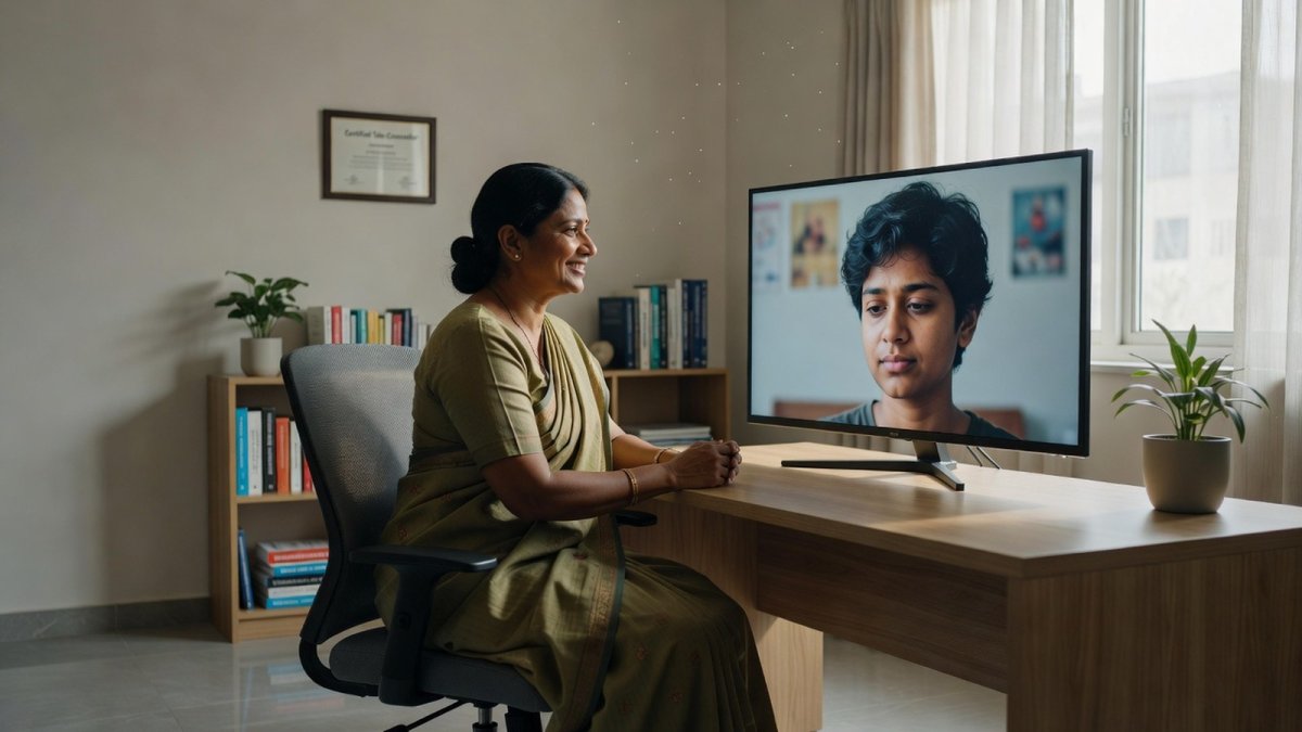 Tele-mental health counselling session at an Indian health centre