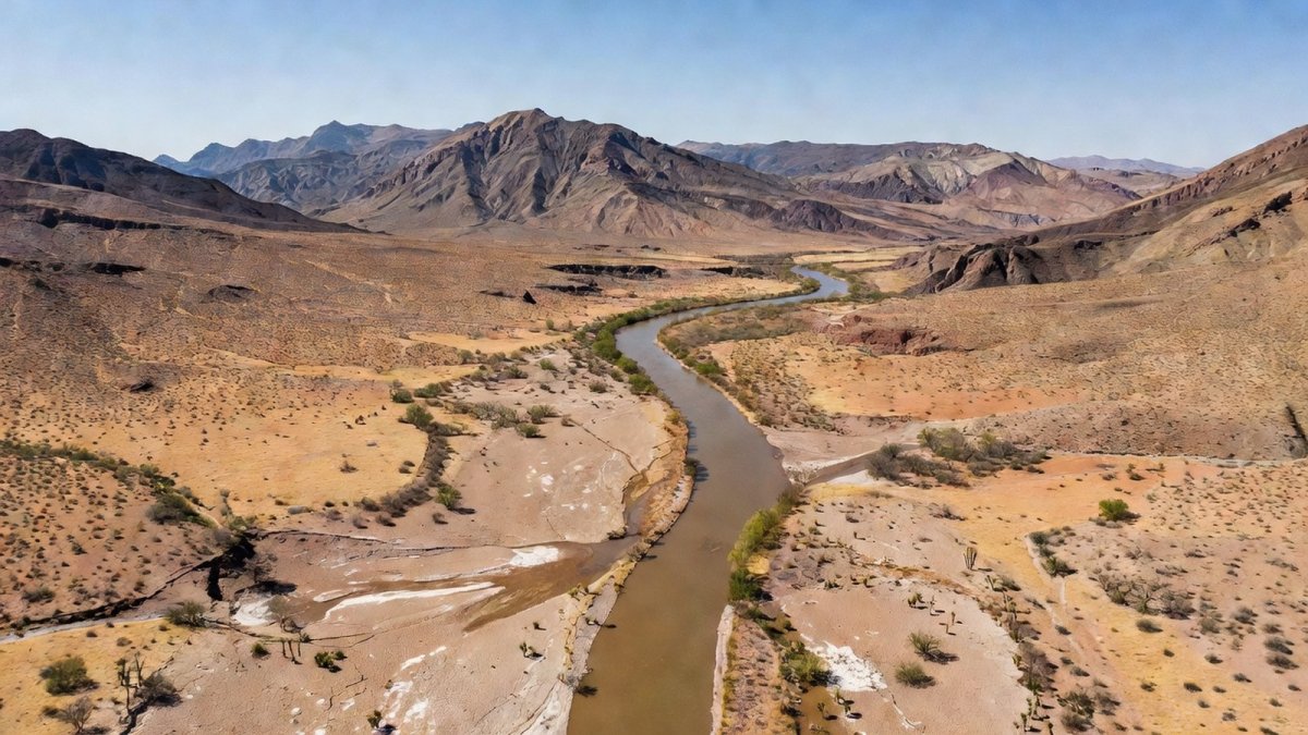 Aerial view of the Rio Grande valley along the West Texas border