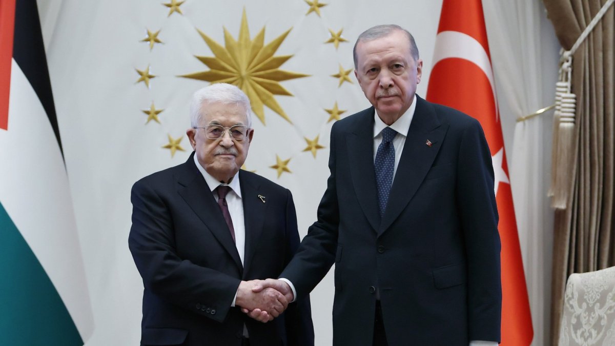 Turkish President Recep Tayyip Erdoğan and Palestinian President Mahmoud Abbas at the joint press conference in Ankara