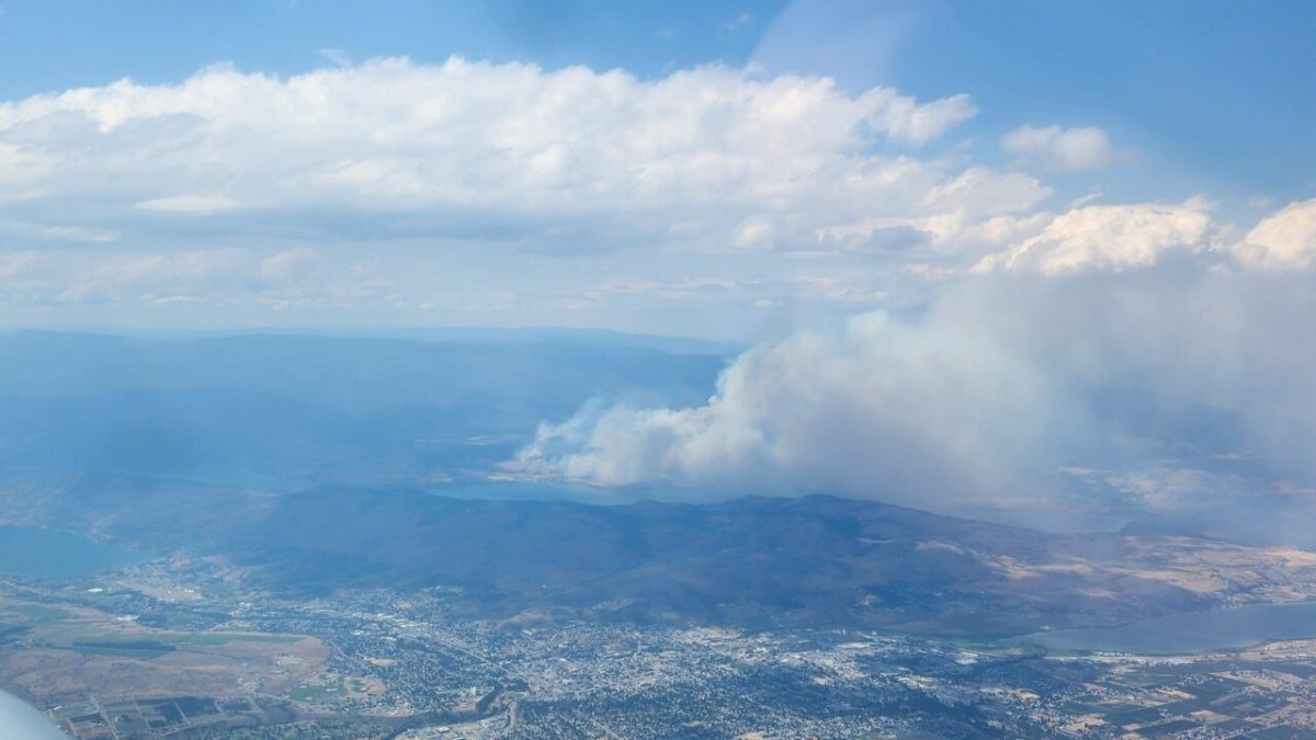 BC Wildfire Service photo of the Bradley Creek wildfire burning near Vernon, British Columbia