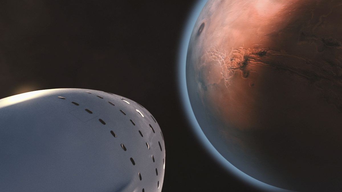 Spacecraft concept orbiting a planet — space data center infrastructure