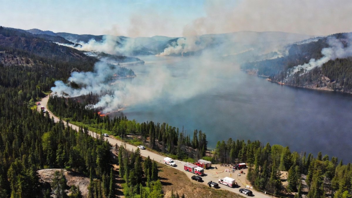 Wildfire burning near Okanagan Lake in British Columbia