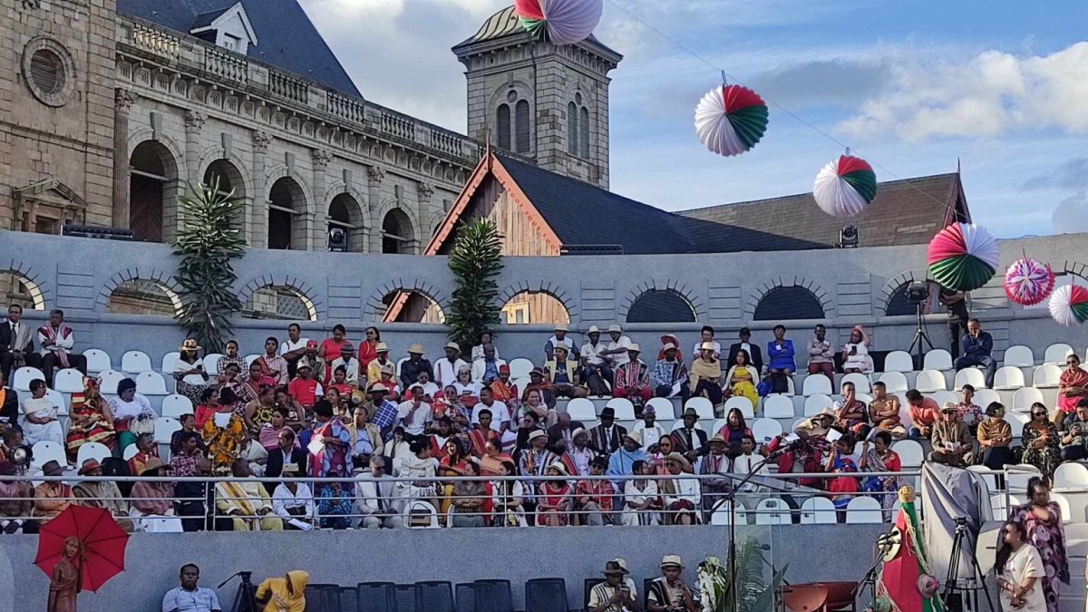 Crowds gather at the Mahamasina Stadium in Antananarivo for the revived Alahamadibe festival