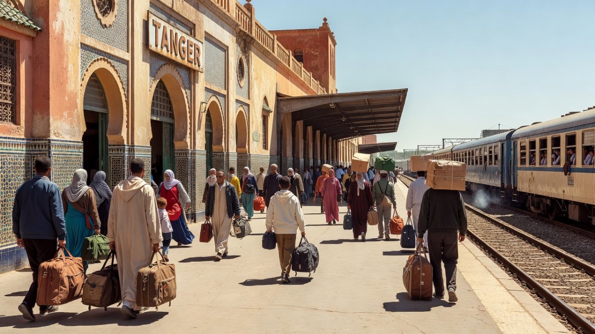 Tangier railway station as migrants return from Ceuta to Morocco