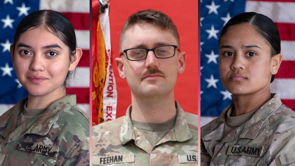 Pvt. Isabella Gonzales, 1st Lt. Tyler James Feehan and Sgt. Angel S. Rampersad, killed in the July 17 Iranian strike on Muwaffaq Salti Air Base in Jordan