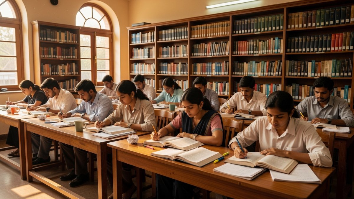 Indian medical aspirants studying for NEET entrance examination