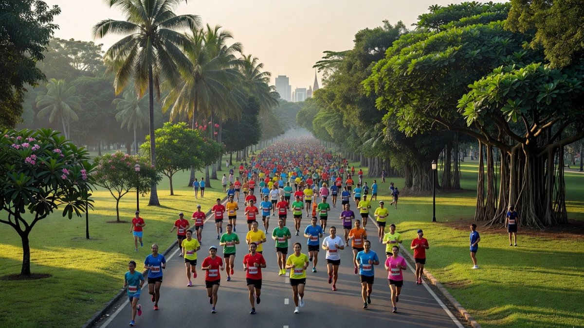 Participants crossing the finish line during the Run for Nurses event