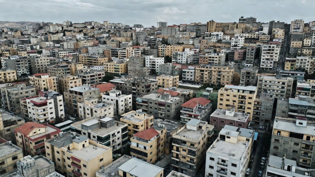 Destroyed buildings in the southern suburbs of Beirut, known as Dahieh, following Israeli air strikes in 2026